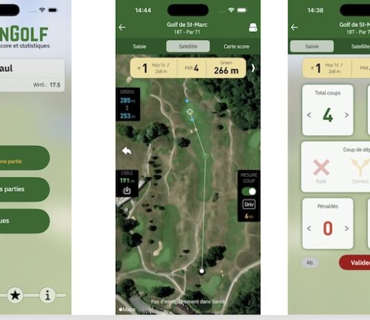 MonGolf : une nouvelle app, pratique, sans abonnement, et française MonGolf app